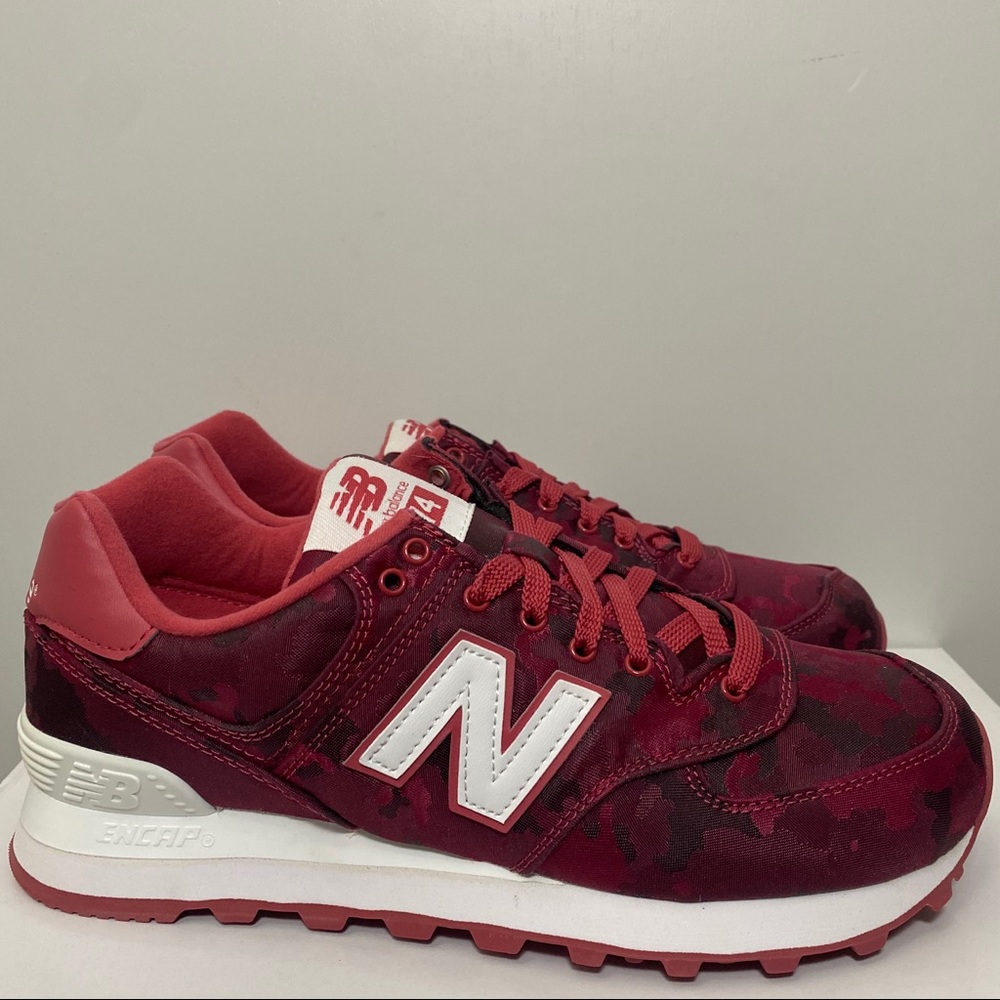 NEW BALANCE 574 Burdundy CLASSIC CAMO Sz W 8 & 10